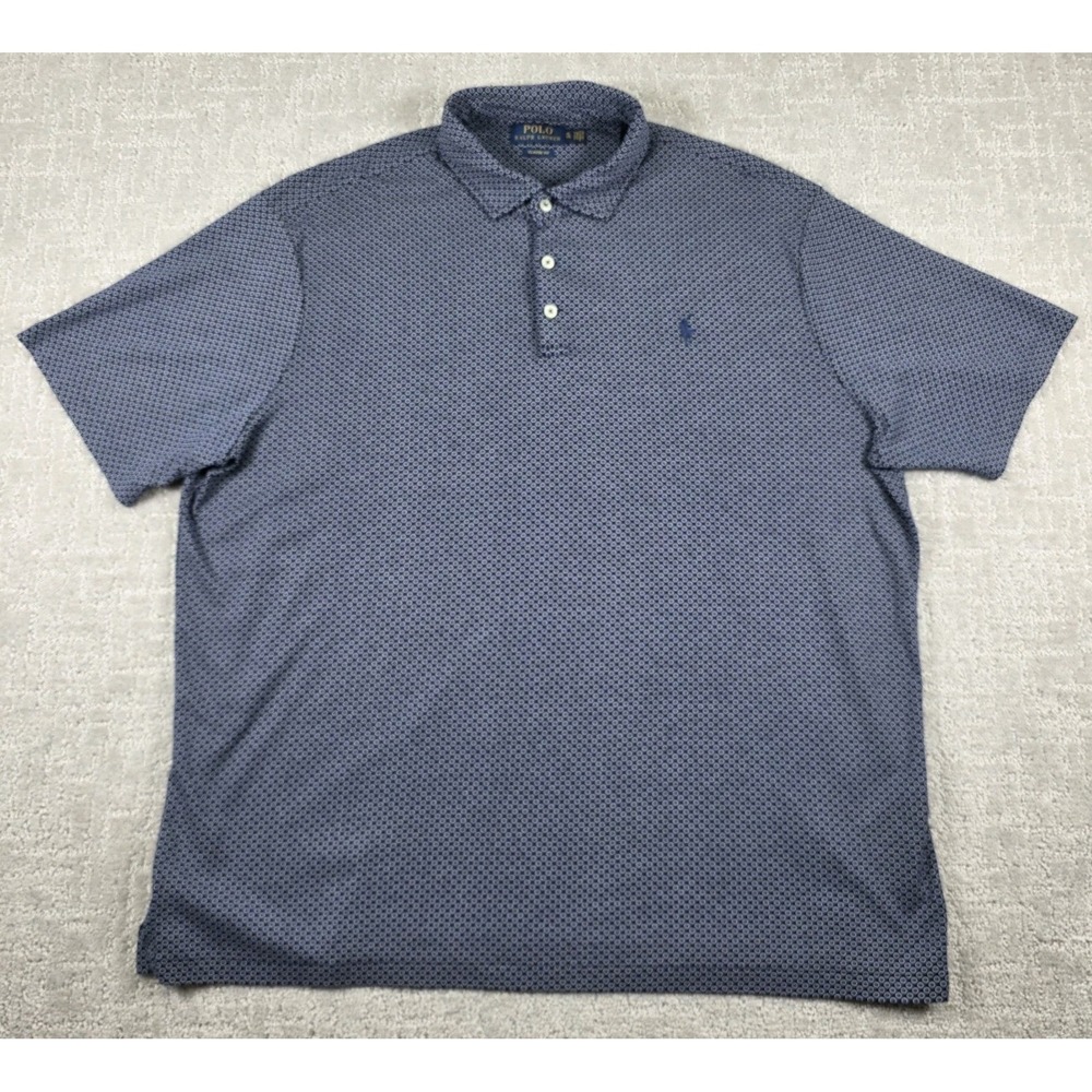 Polo Ralph Lauren Men's XL Blue‎ Geometric Dot AOP Classic Fit Polo Shirt Golf